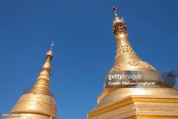 stupas at botataung pagoda, buddha's first sacred hair relic pagoda, yangon, (rangoon), myanmar, (bu - rangun stock pictures, royalty-free photos & images