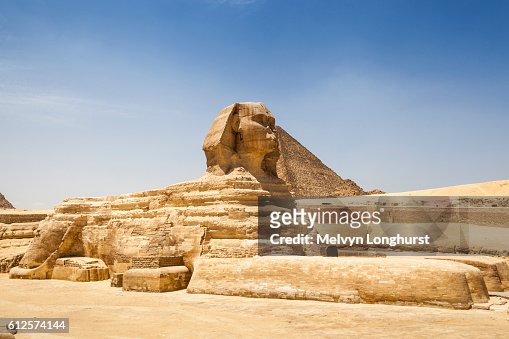 Great Sphinx and Great Pyramid of Giza, also known as Pyramid of Khufu and Pyramid of Cheops, Giza,