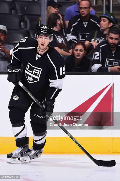 Brett Sutter of the Los Angeles Kings skates during a preseason game against the Arizona Coyotes on September 26, 2016 at Staples Center in Los...