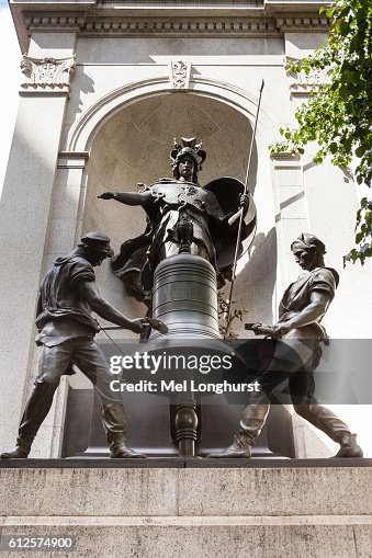 Memorial to James Gordon Bennett, founder of New York Herald, and son, Herald Square, Manhattan, New York City, New York, USA