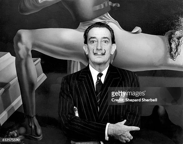 Salvador Dali seen at the opening of an exhibition of his work in New York.