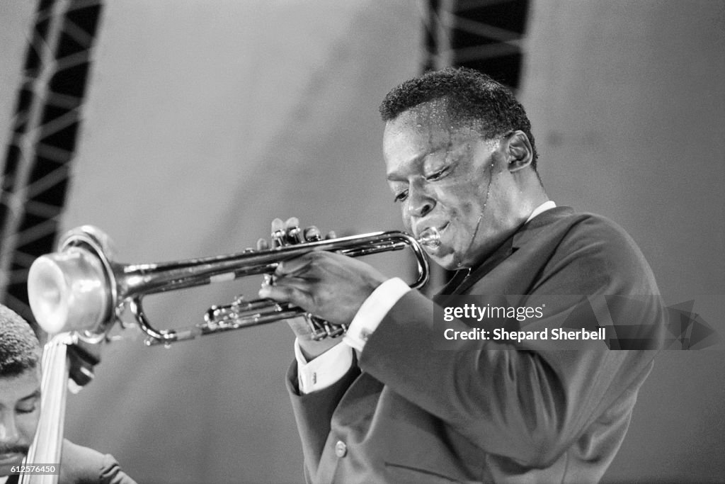 Miles Davis and Paul Chambers Performing at Randall's Island Jazz Festival