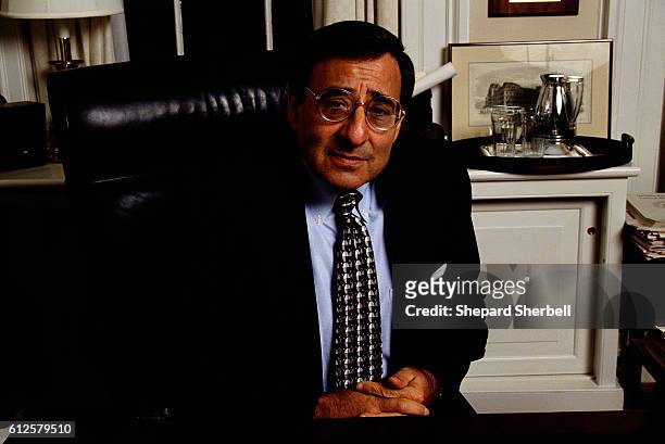 White House Chief of Staff Leon Panetta sitting in office.
