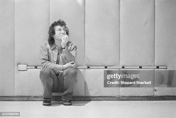 Musician Randy Newman listens to a tape replay during recording sessions for Good Old Boys at Amigo Studios in Los Angeles.