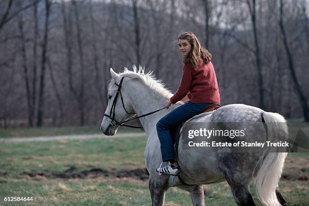 American actress Brooke Shields on the set of La Petite, written and directed by French Louis Malle.