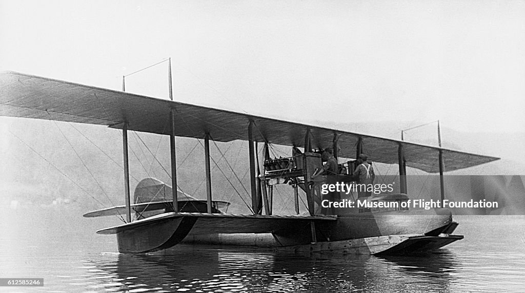 Curtiss H Series America Afloat on Lake Keuka During Preflight
