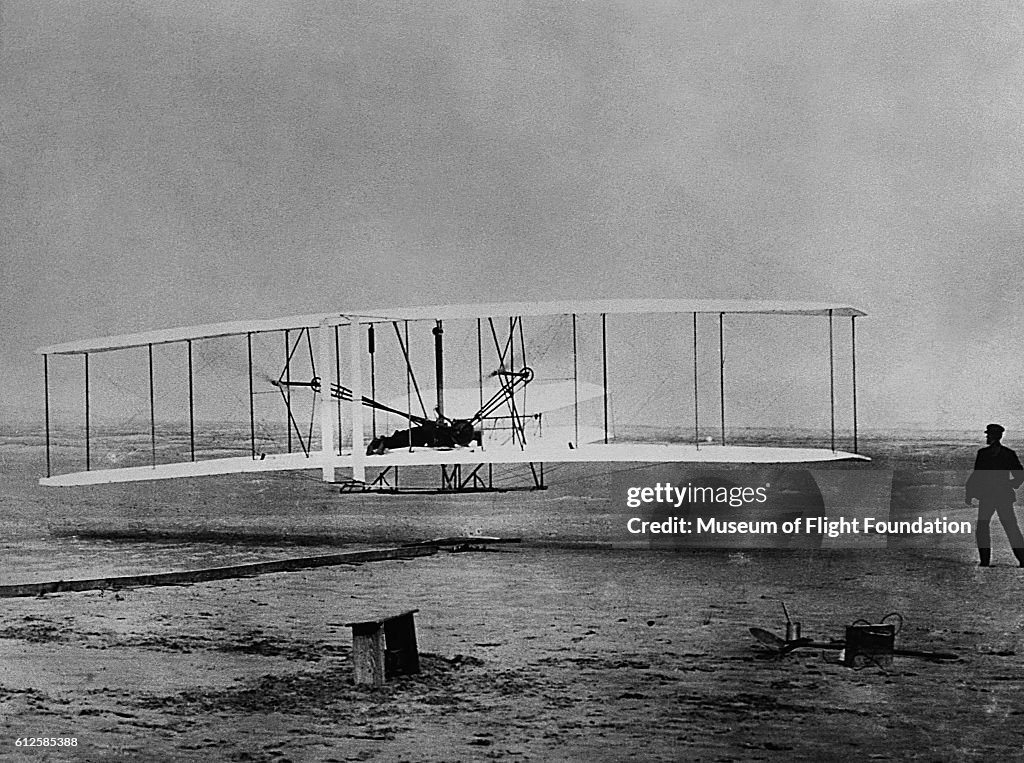 Orville and Wilbur Wright During First Flight