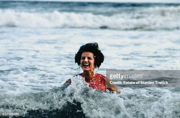 American philanthropist Rose Kennedy, mother of former president John F. Kennedy, swims in the Atlantic in the waters off the Kennedy compound in...