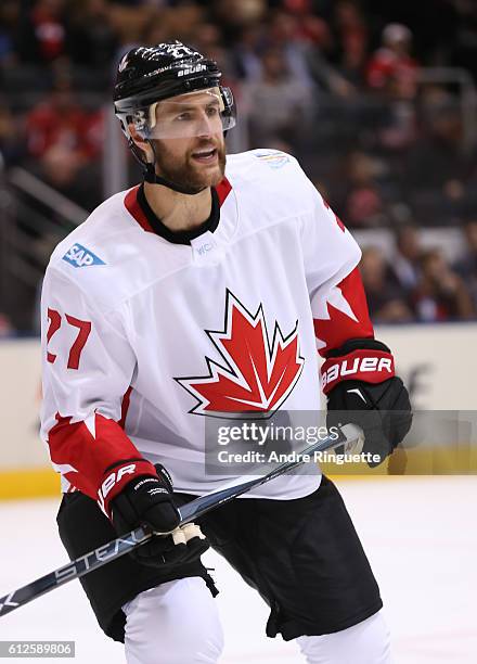 Alex Pietrangelo of Team Canada skates against Team Europe during Game Two of the World Cup of Hockey final series at the Air Canada Centre on...