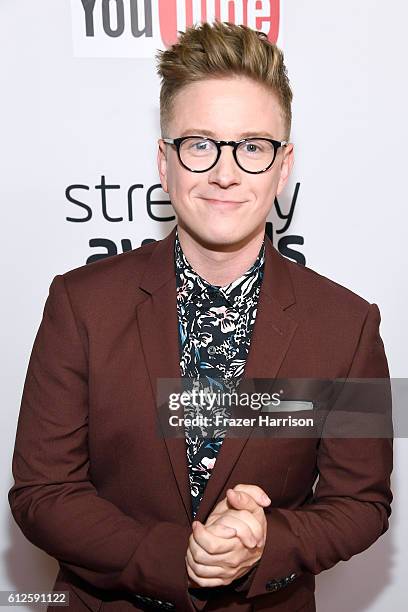 Internet personality Tyler Oakley attends the 6th annual Streamy Awards hosted by King Bach and live streamed on YouTube at The Beverly Hilton Hotel...