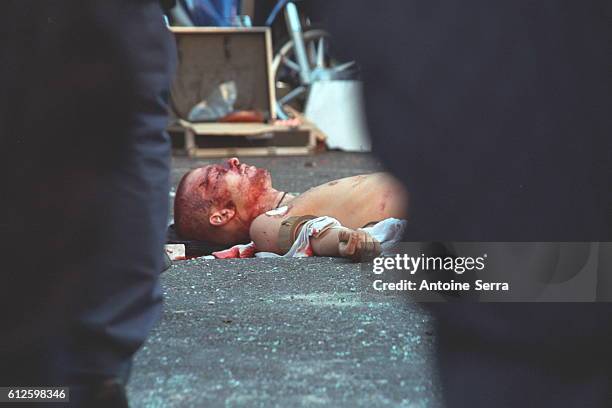 Young protester was shot dead by a member of the carabinieri, during the anti-globalization riots which took during the G8 Summit.