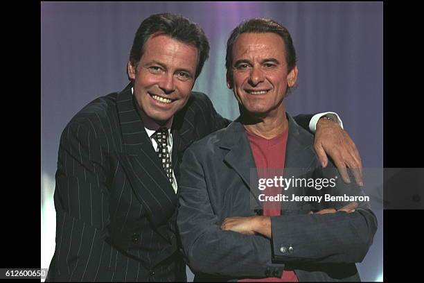 Michel Leeb and Michel Fugain on the set of the programme.