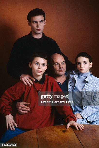 French acting family Robinson Stevenin, Jean-Francois Stevenin, Salome Stevenin and Sagamore Stevenin.