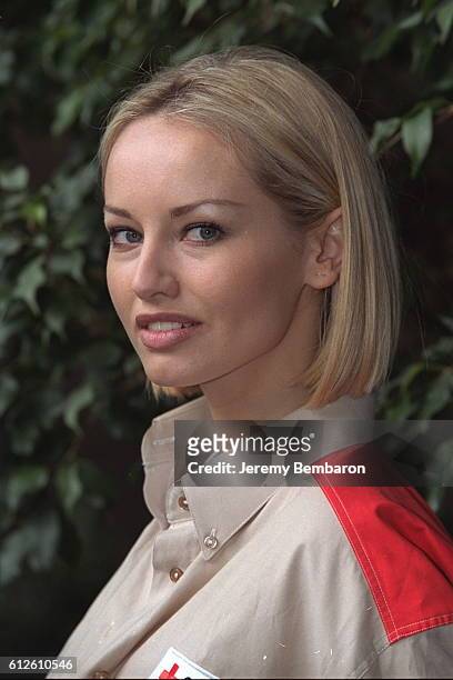 Portrait of model Adriana Karembeu during the presentation of the Red Cross guide 'Les gestes qui sauvent.'