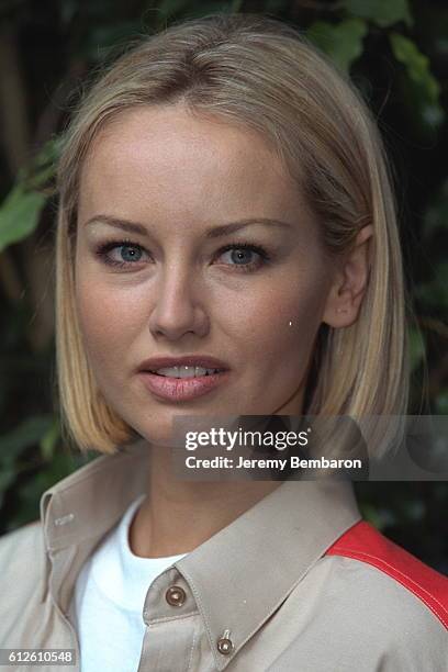 Portrait of model Adriana Karembeu during the presentation of the Red Cross guide 'Les gestes qui sauvent.'