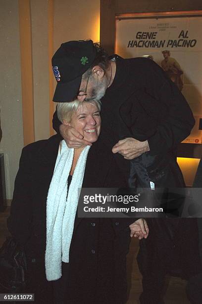 Jerry Schatzberg with actress Mimie Mathy at the private viewing of his exhibition at the Dina Vierny Gallery in Paris.