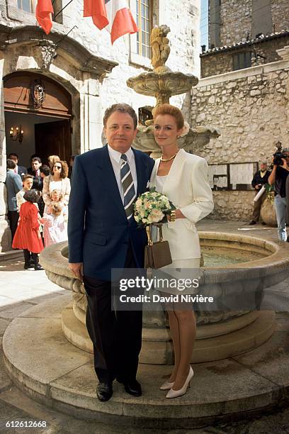 French television host Jacques Martin weds Celine.