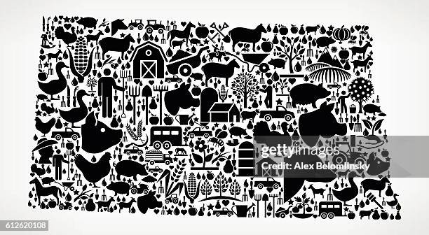 north dakota farming and agriculture black icon pattern - rain garden stock illustrations