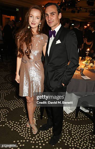 Olivia Grant and Henry Lloyd Hughes attend the IWC Schaffhausen Dinner in Honour of the BFI at Rosewood London on October 4, 2016 in London, England.