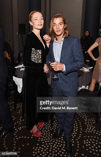 Clara Paget and Oscar Tuttiett attend the IWC Schaffhausen Dinner in Honour of the BFI at Rosewood London on October 4, 2016 in London, England.