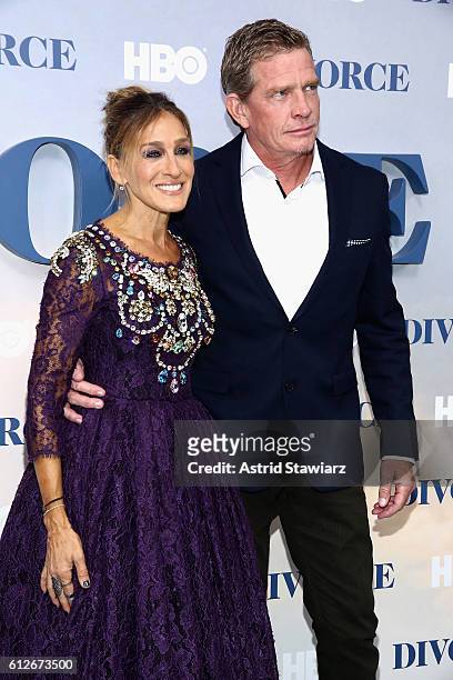 Sarah Jessica Parker and Thomas Haden Church attend the "Divorce" New York Premiere at SVA Theater on October 4, 2016 in New York City.