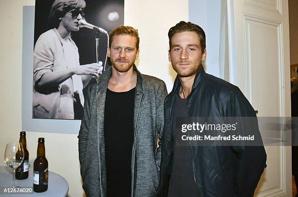 Lucas Fendrich and Florian Fendrich pose during the release of the record 'Schwarzoderweiss' at Gartenpalais Schoenborn on October 4, 2016 in Vienna,...