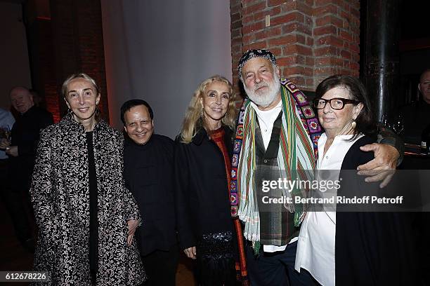 Carla Sozzani, Azzedine Alaia, Franca Sozzani, Bruce Weber and his wife attend the at the Alaia Galerie dinner as part of the Paris Fashion Week...