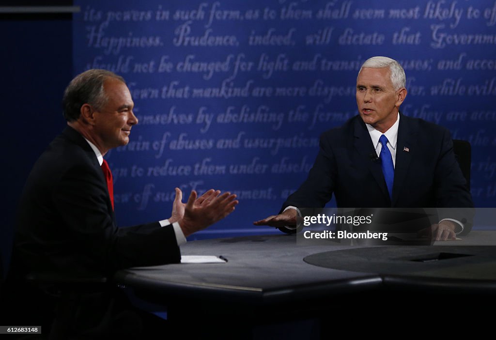 Candidates Tim Kaine And Mike Pence Hold The Vice Presidential Debate