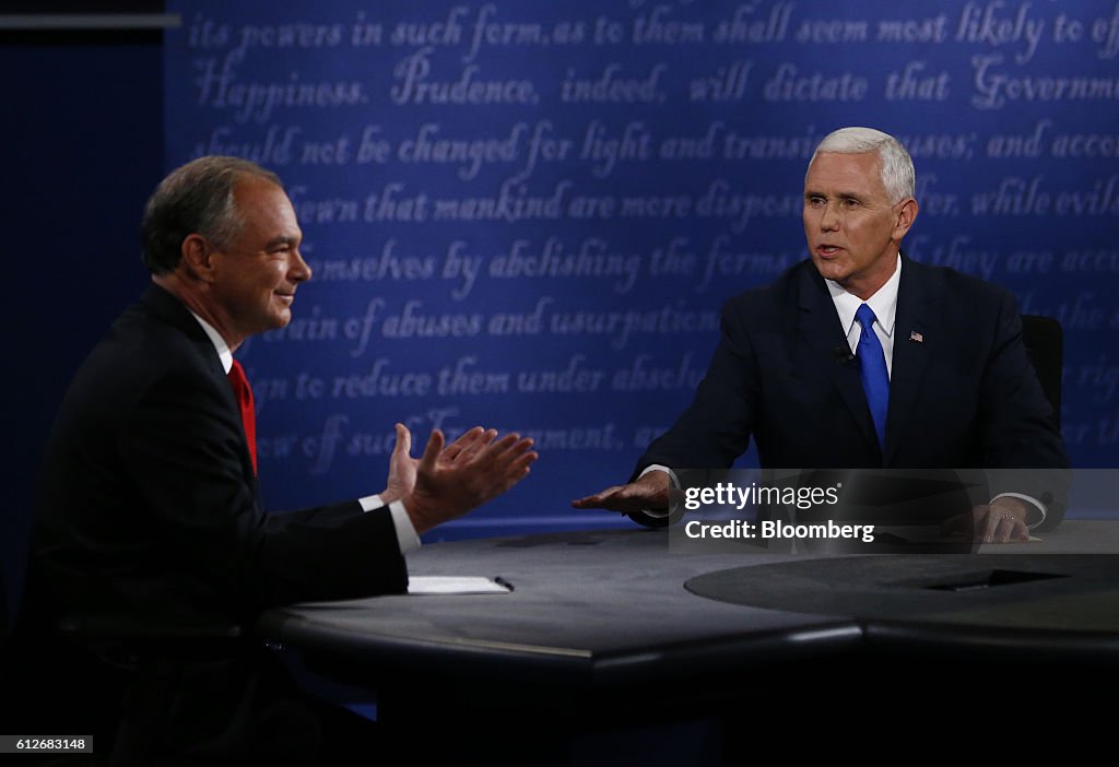 Candidates Tim Kaine And Mike Pence Hold The Vice Presidential Debate