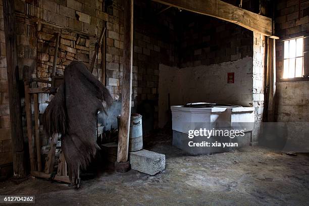 interior of old-fashioned chinese kitchen - vintage mac stock pictures, royalty-free photos & images