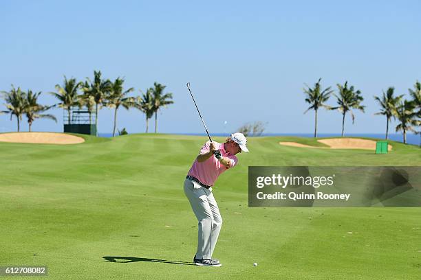 Brandt Snedeker of the USA competes in the Pro-Am ahead of the 2016 Fiji International at Natadola Bay Golf Course on October 5, 2016 in Natadola,...