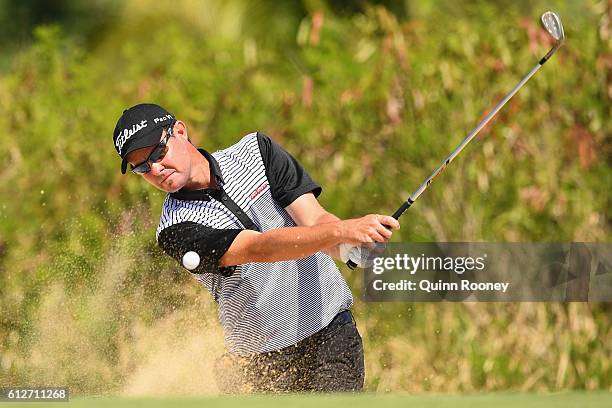 Aaron Townsend of Australia competes in the Pro-Am ahead of the 2016 Fiji International at Natadola Bay Golf Course on October 5, 2016 in Natadola,...