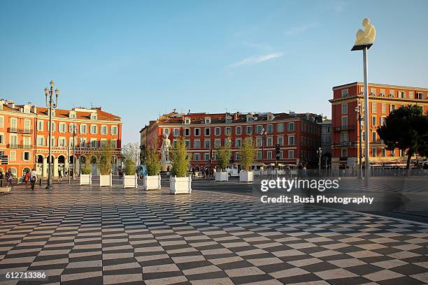 place massena in nice, france - installationskunst stock-fotos und bilder