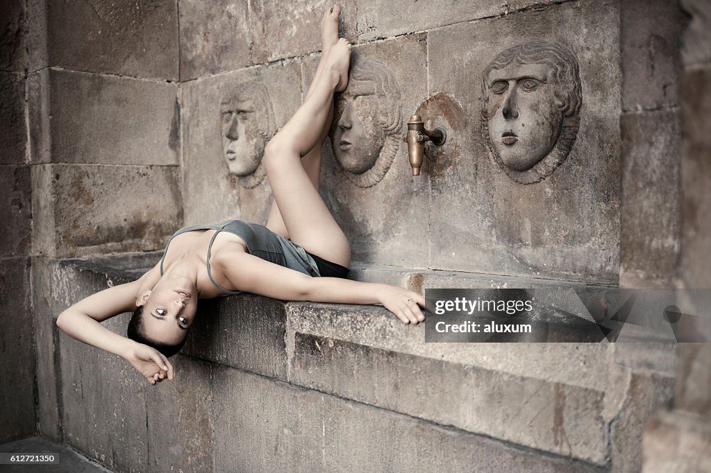 Ballerina dancing in the city