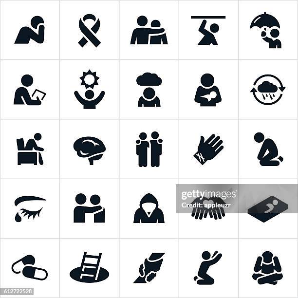 mentale krankheit icons - bitten aktivitäten und sport stock-grafiken, -clipart, -cartoons und -symbole