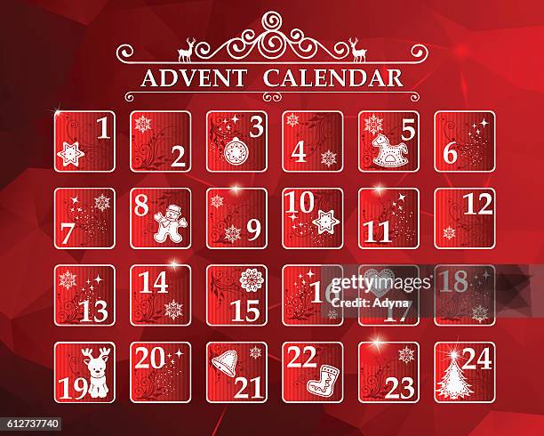 stockillustraties, clipart, cartoons en iconen met advent calendar - adventkalender