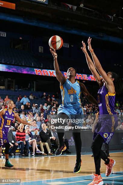 Clarissa dos Santos of the Chicago Sky goes for a lay up against the Los Angeles Sparks during Game Four of the Semifinals during the 2016 WNBA...