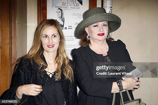 Director and Screen Writer Flavia Coste and Actress Catherine Jacob attend "L'Eveil du Chameau" Theater Play at Theatre de L'Atelier on October 4,...