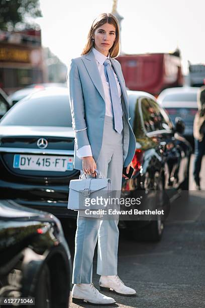 Veronika Heilbrunner is seen, outside the Chanel show, during Paris Fashion Week Spring Summer 2017, at Grand Palais, on October 4, 2016 in Paris,...