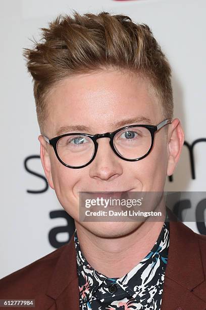 Humorist Tyler Oakley arrives at the 2016 Streamy Awards at The Beverly Hilton Hotel on October 4, 2016 in Beverly Hills, California.