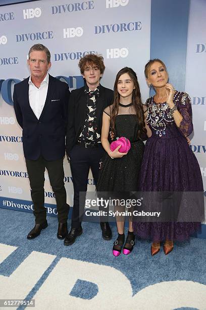 Thomas Haden Church, Charlie Kilgore, Sterling Jerins and Sarah Jessica Parker attend HBO Presents the New York Red Carpet Premiere of "Divorce"at...