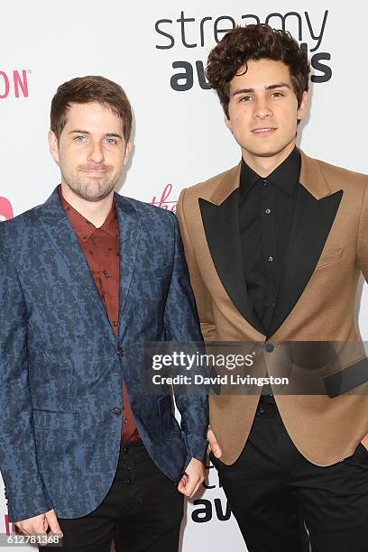 Ian Hecox and Anthony Padilla arrive at the 2016 Streamy Awards at The Beverly Hilton Hotel on October 4, 2016 in Beverly Hills, California.