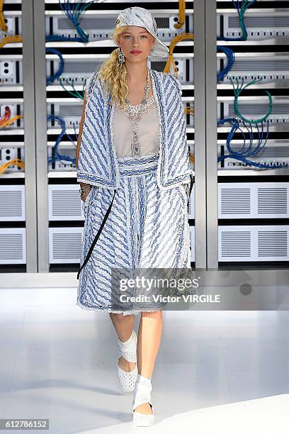 Frederikke Sofie walks the runway during the Chanel Ready to Wear fashion show as part of the Paris Fashion Week Womenswear Spring/Summer 2017 on...