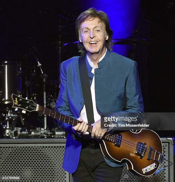 Paul McCartney performs at the opening night of the Golden 1 Center on October 4, 2016 in Sacramento, California.