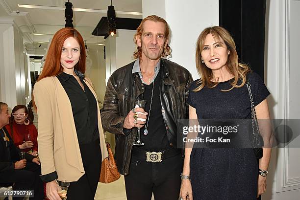 Egla Harxhi, Ale de BassevilleÊ, Princesse Maria Pia Ruspoli attend the The Harmonist Perfume Store Launch Cocktail at The Harmonist, Avenue Georges...