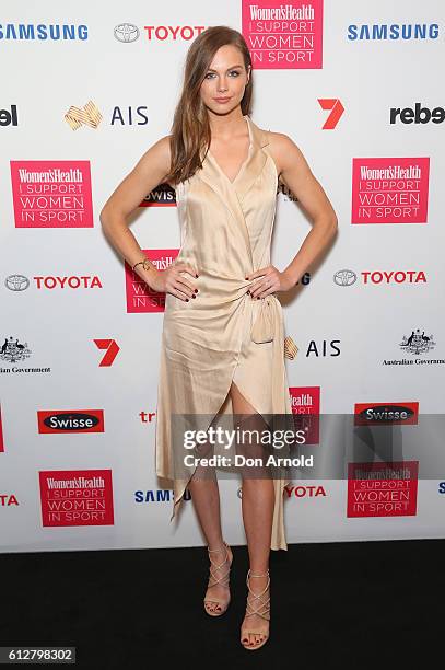 Ksenija Lukich arrives ahead of the Women's Health I Support Women In Sport Awards at Carriageworks on October 5, 2016 in Sydney, Australia.