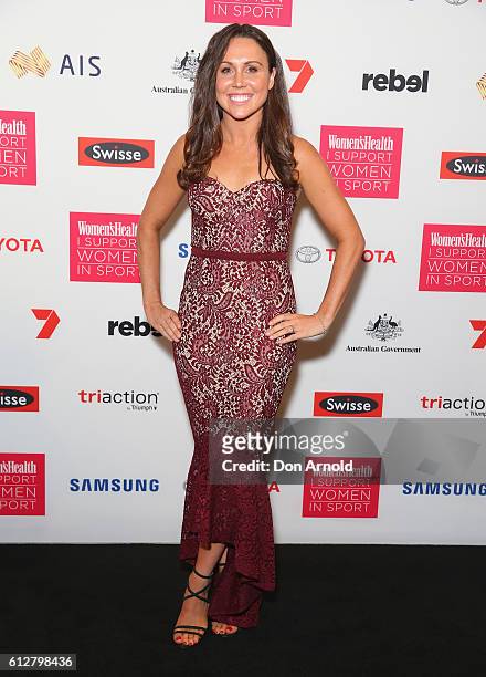 Chloe Esposito arrives ahead of the Women's Health I Support Women In Sport Awards at Carriageworks on October 5, 2016 in Sydney, Australia.