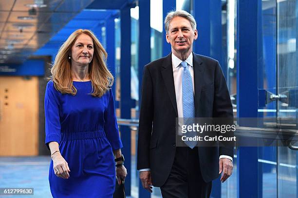 Chancellor of the Exchequer, Philip Hammond and his wife Susan Williams-Walker arrive for the fourth day of the Conservative Party Conference 2016 at...