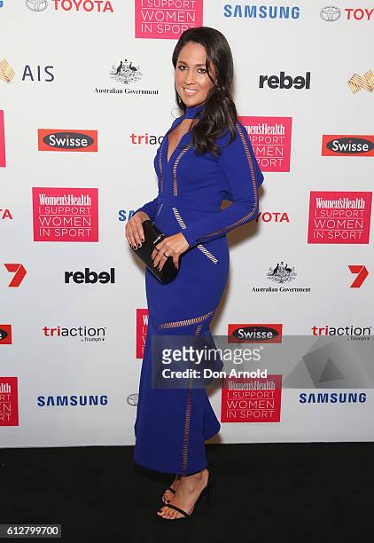 Mel McLaughlin arrives ahead of the Women's Health I Support Women In Sport Awards at Carriageworks on October 5, 2016 in Sydney, Australia.