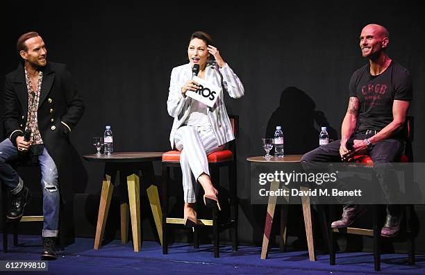 Matt Goss, Emma Willis and Luke Goss attend the Bros Reunion annoucement at The Ham Yard Hotel on October 5, 2016 in London, England.